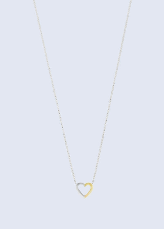 Lovely Heart Necklace | 925 Sterling Silver Chain | Heart Silver & Gold