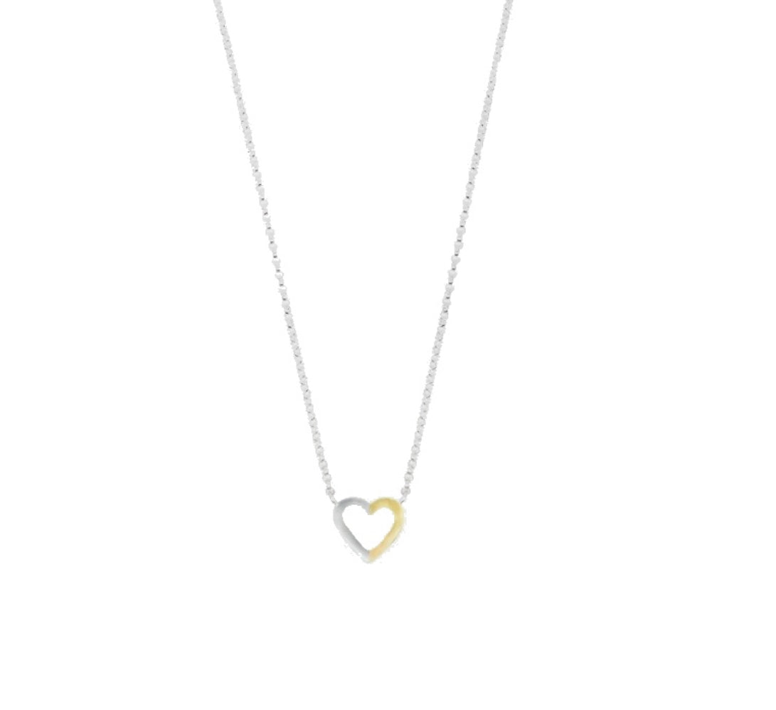 Joli collier coeur | Chaîne en argent sterling 925 | Coeur Argent & Or