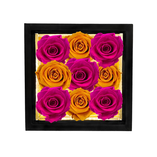 LYRA plus – 9 Roses éternelles en boîte - Damier