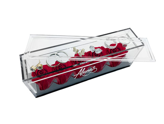 MYRIAD - 5 mini roses éternelles dans une boîte à bijoux en acrylique